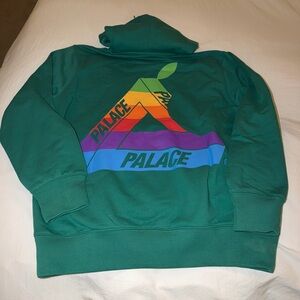 Palace Jobsworth Green Hoodie with Rainbow Logo
